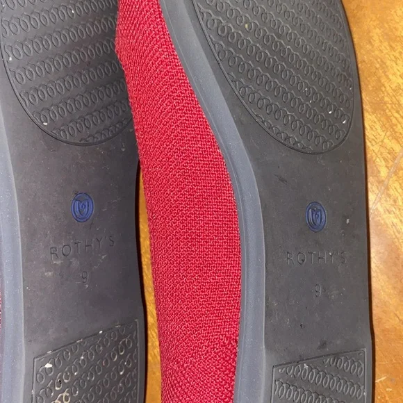 Rothy's Red Flats with Blue Trim - Picture 2 of 3